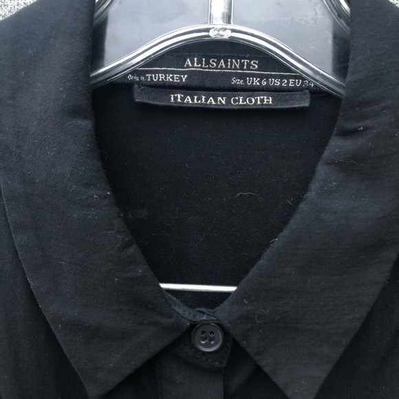 AllSaints Black Collared Tank Dress w/ Pockets - Picture 3 of 7